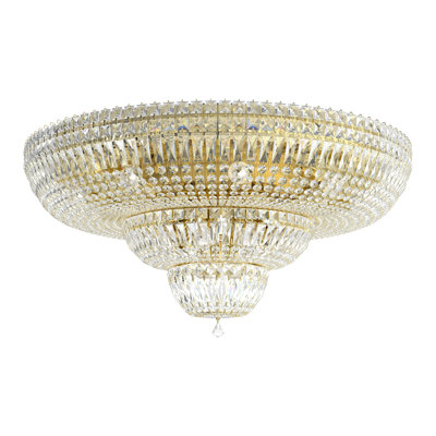 Petit Crystal Deluxe 21 Light 30.5in x 15.5in Flush Mount in Polished Gold with Clear Optic Crystals