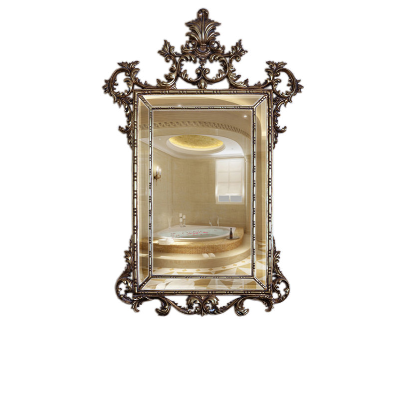 Rosia Solid And Engineered Wood Flat Mirror, Antique Silver, Solid and Engineered Wood