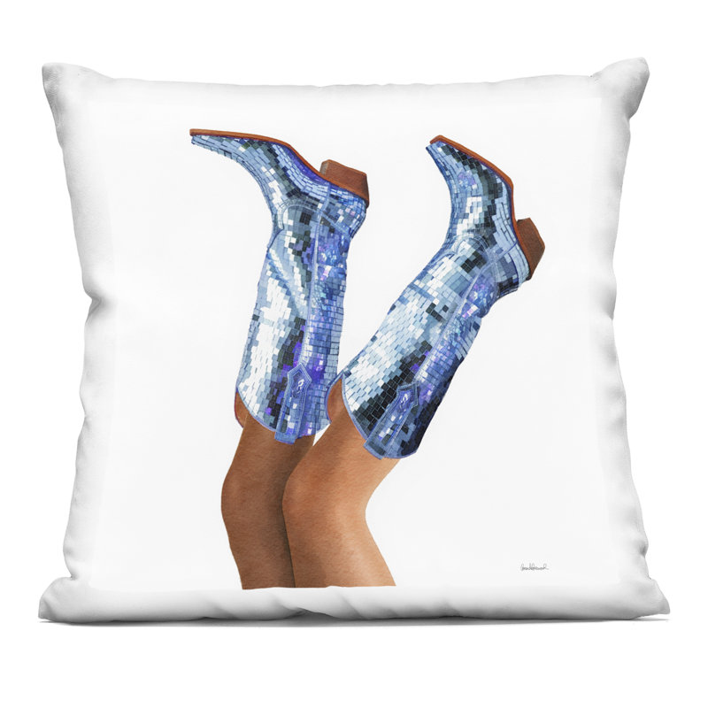 Coussin Blue Glam Cowgirl, Bleu, Carré 18 po