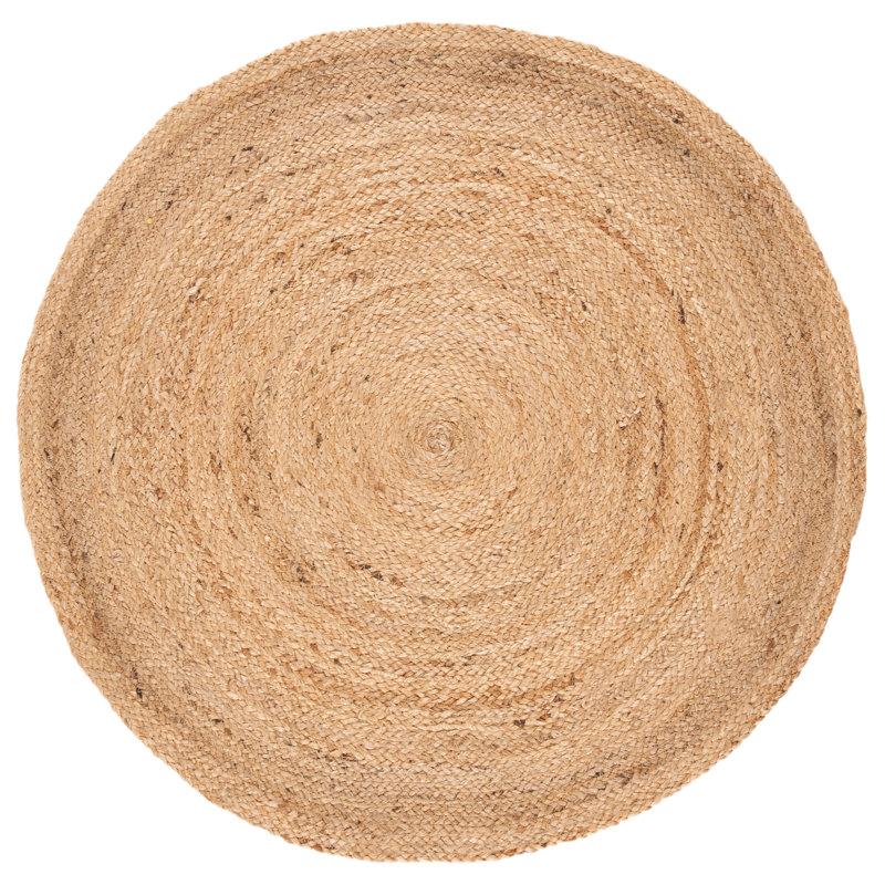 Tapis en jute de couleur unie Cascio, Rond 11 pi