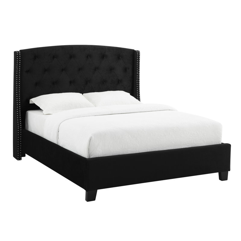 Mobilier de chambre à coucher en tissu de bois noir 1pc