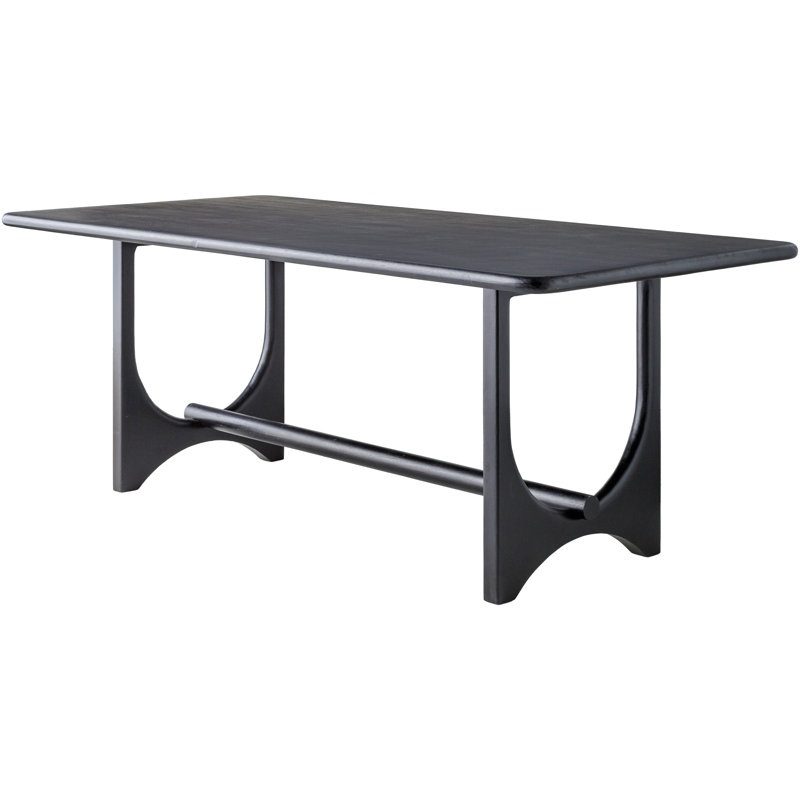 Table de salle à manger à tréteaux en bois massif Dawna, Noir
