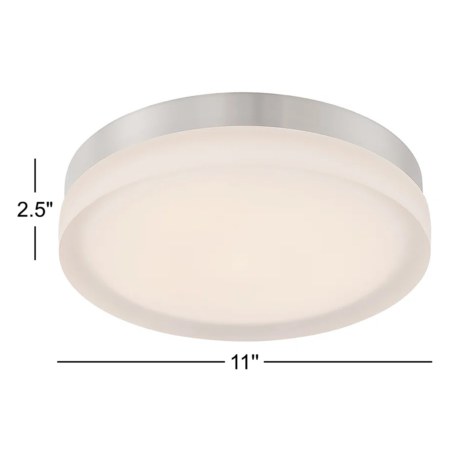 Single Light Glass LED Flush Mount, Titanium, 2.5" H x 11" W x 11" D, 2700K