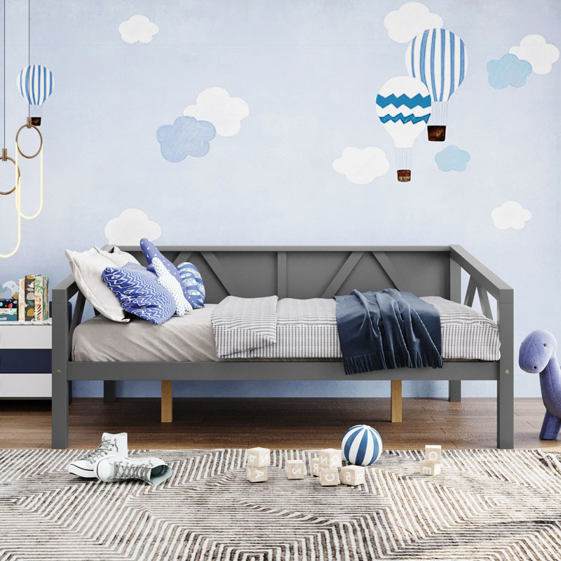 Daybed, Wood Slat Support, Gray, Full/Double