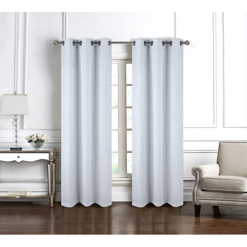 Paire de rideaux en jacquard tissé Barnet, Bleu
