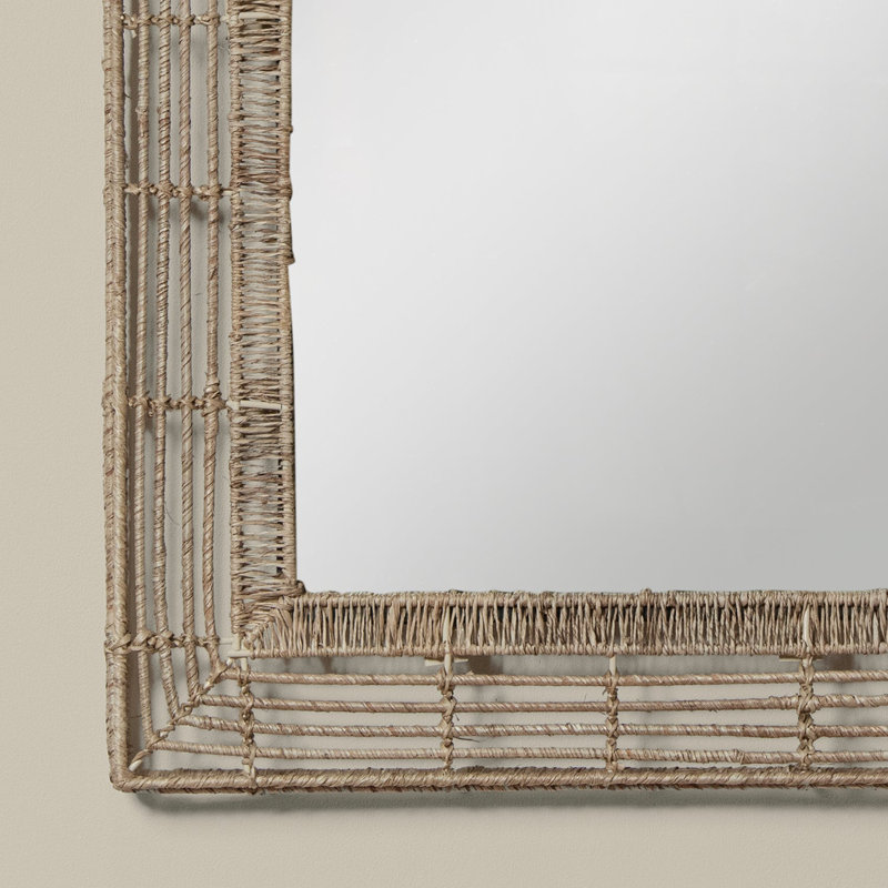 Beehive Flat Jute Beveled Wall Mirror