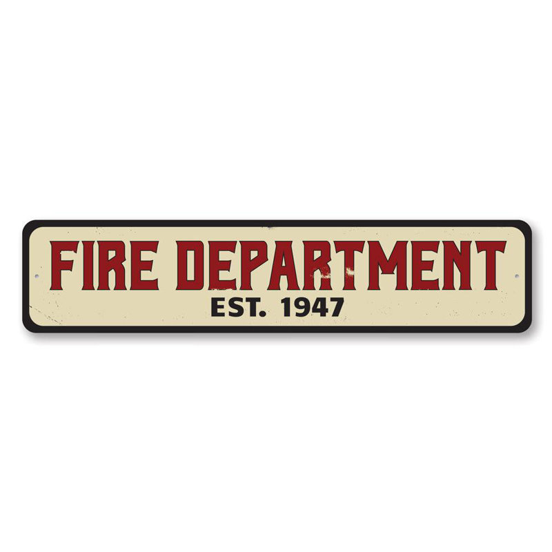 Plaque en aluminium «Fire Service Est», H 6 po x l 24 po x P 0,063 po