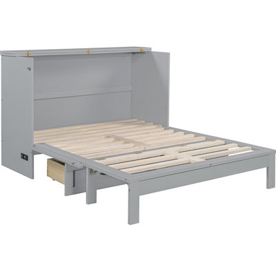 Full Size Bed Gray With Vast Drawer Varieties. Space For Small Areas. Holds Various Things. Stylish Look. Charging Included. Easy To Assemble. 75.1"L X 56.7"W 41.3"H In Plentiful Facilities -