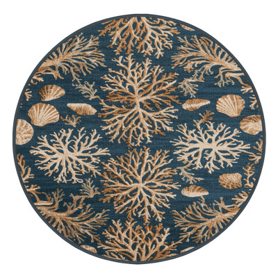 Washable Reef Patterns Hawaiian Area Rug