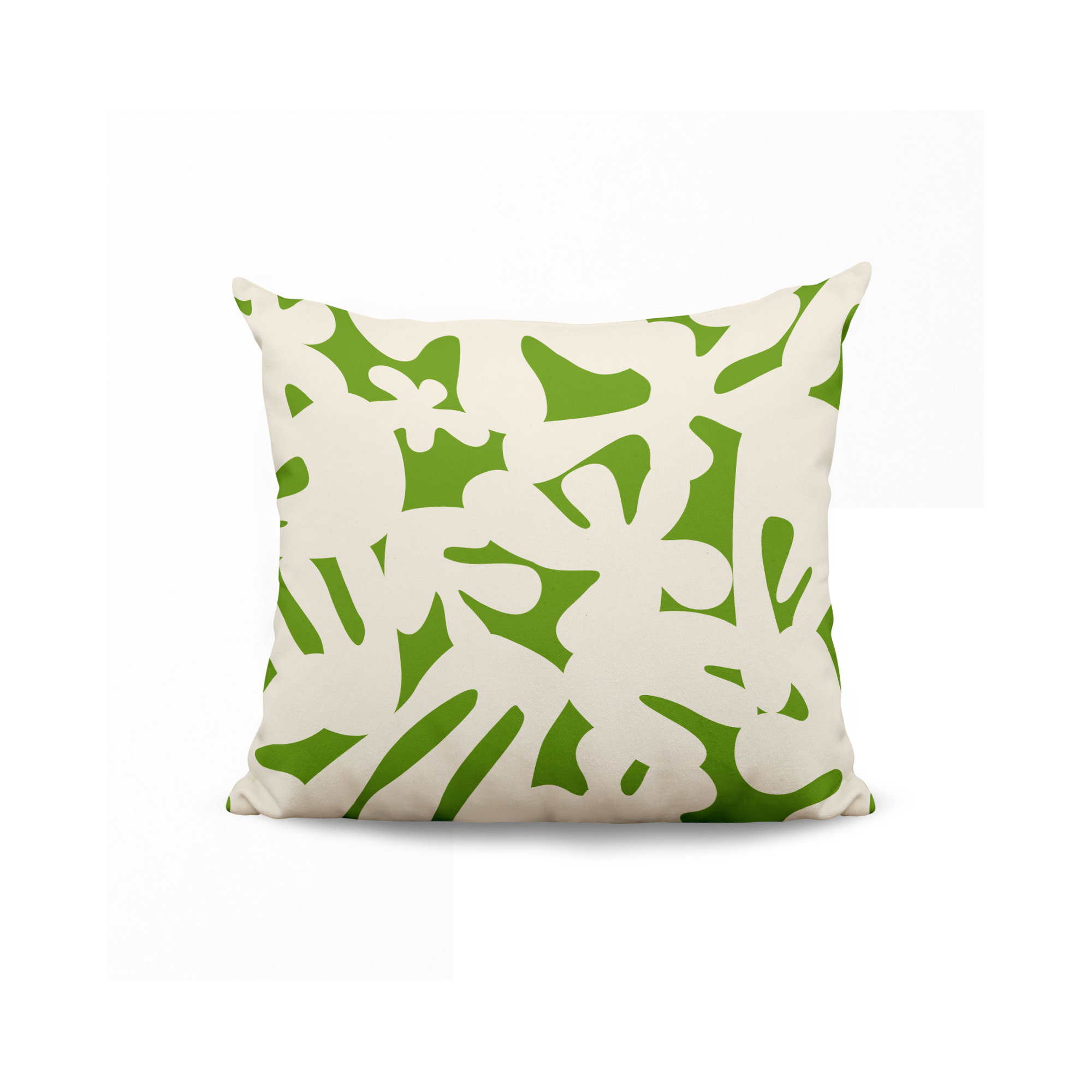 Lara Spun Polyester Indoor/Outdoor Throw Pillow, 17" x 17", Chartreuse/Off White