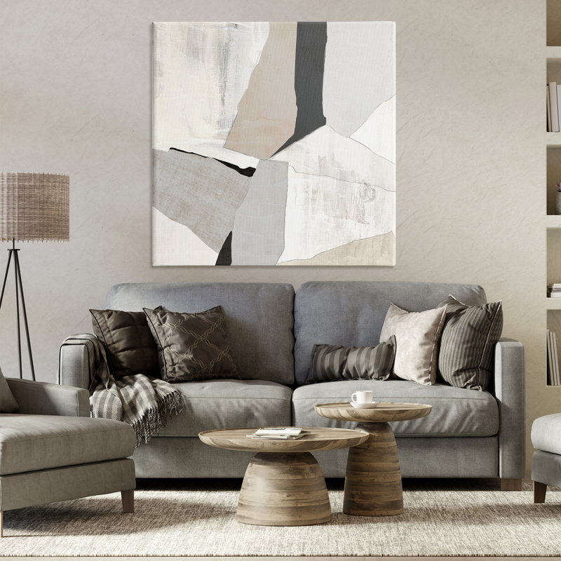 Art mural neutre sur toile aux teintes abstraites, design par Susan Jill, H 36 po x l 36 po