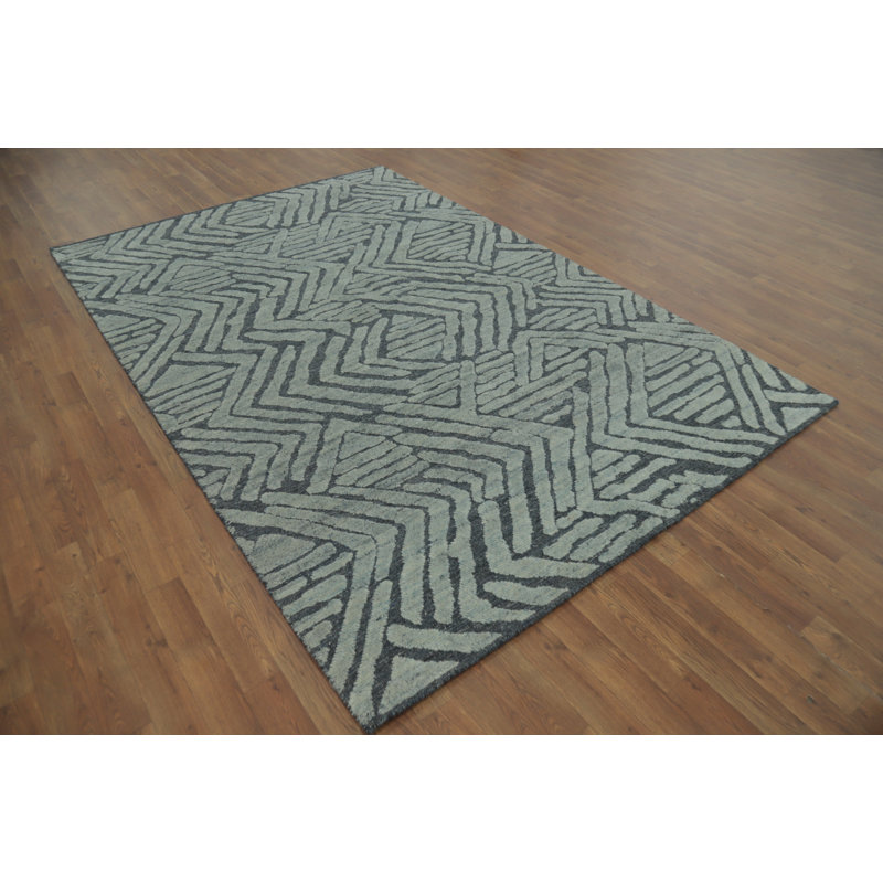 Modern Wool Abstract Indian Area Rug 6x8
