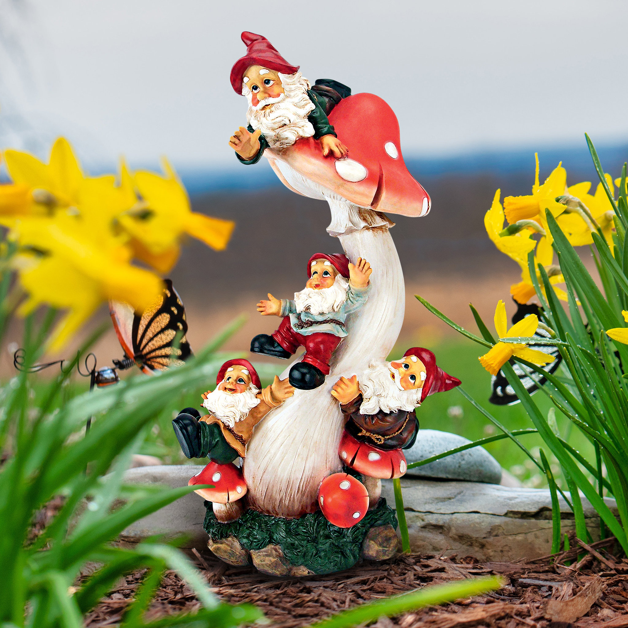 Design Toscano Garden Gnomes Mushroom Madness Statue & Reviews