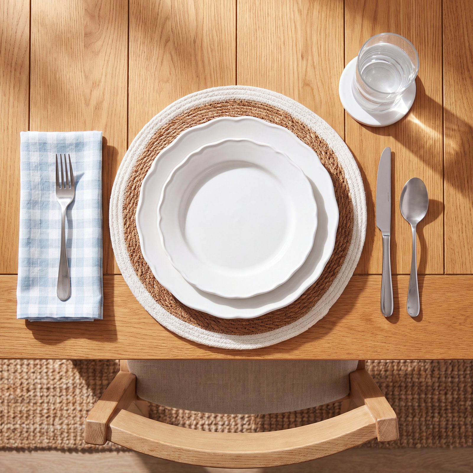 Jayde Reversible Jute Placemat, Natural/White