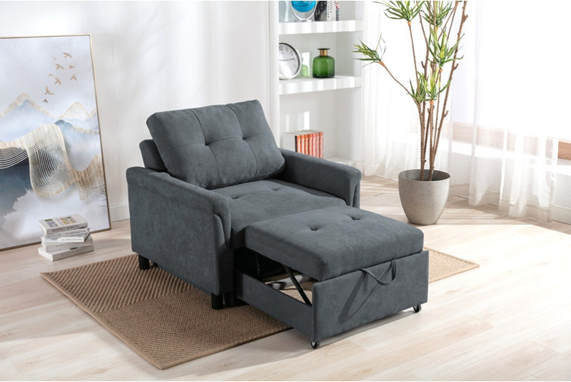 Fauteuil convertible gris foncé tissé 35 po Hannah