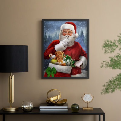 Quiet Santa Framed Print - Solid Wood