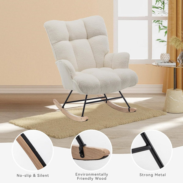 George Oliver Nursery Rocking Chair Teddy, Upholstered Glider Rocker ...