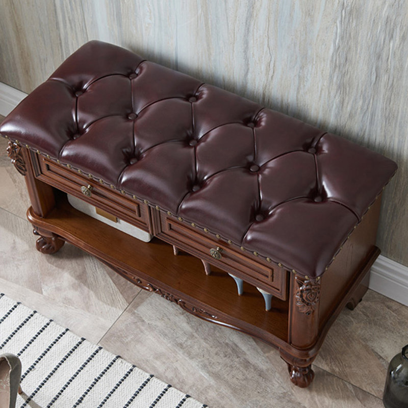 Banc de rangement pour chaussures en bois massif 6 paires