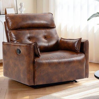 Oversized 42.5" Extra Wide Manual Recliner Breathalbe Leather