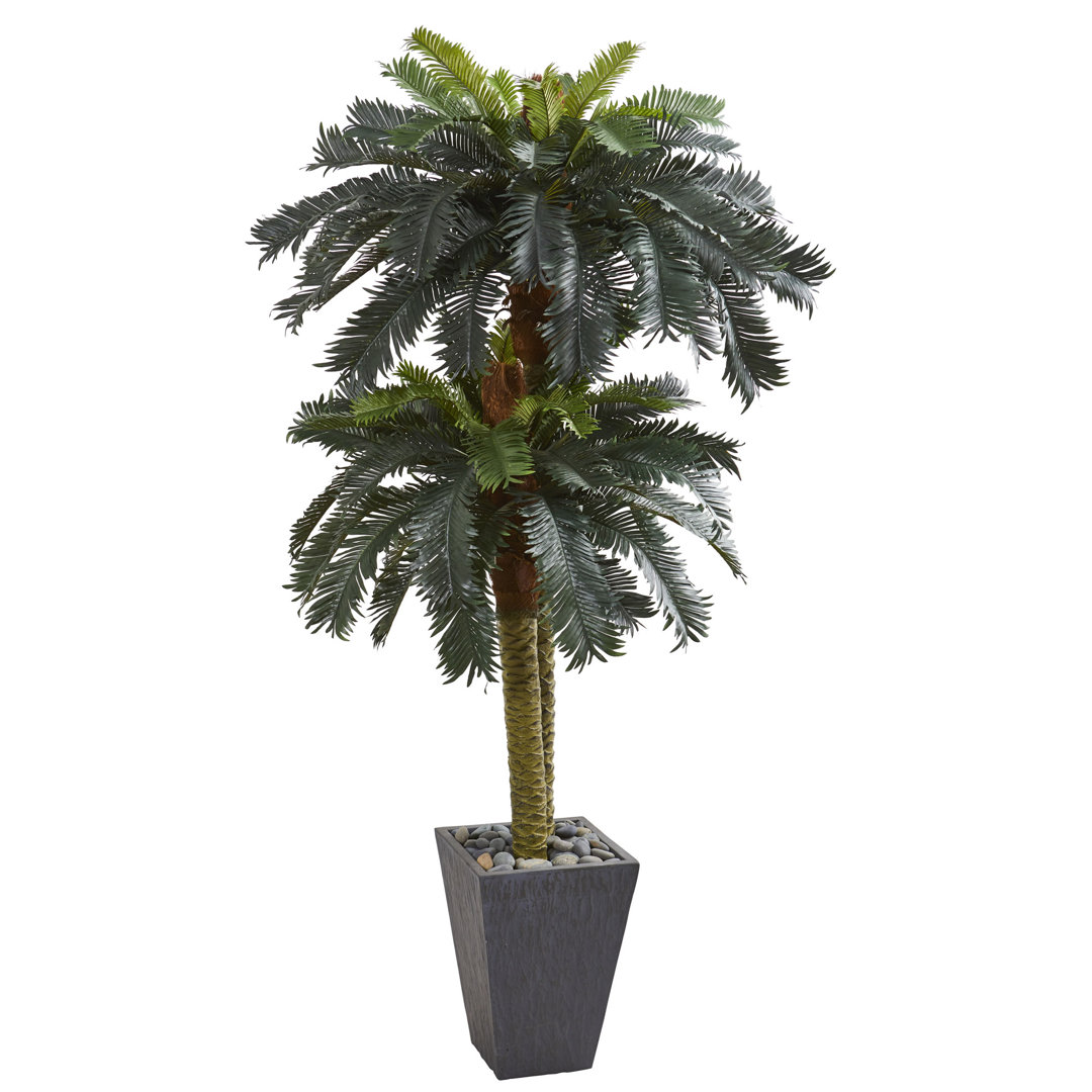 72'' Faux Palm Tree in Ceramic Planter Bay Isle Home™