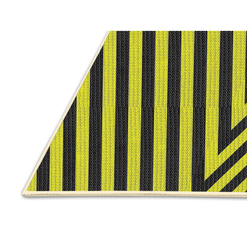 Tapis noir à chevrons Kinneret, Rectangle 5 pi x 8 pi