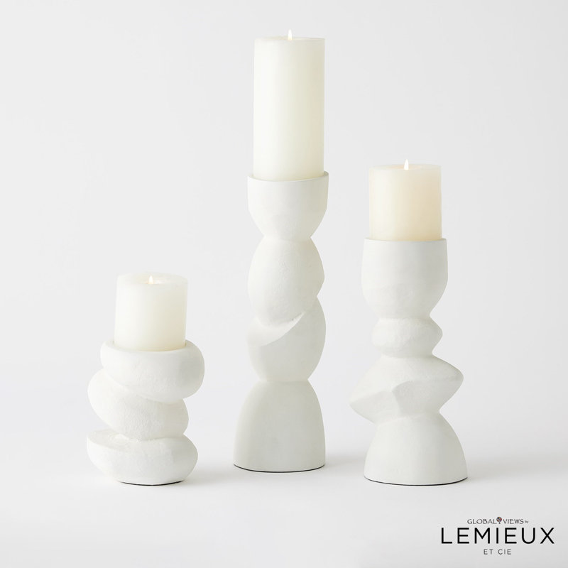 Pradier Candle Holder-White-Med
