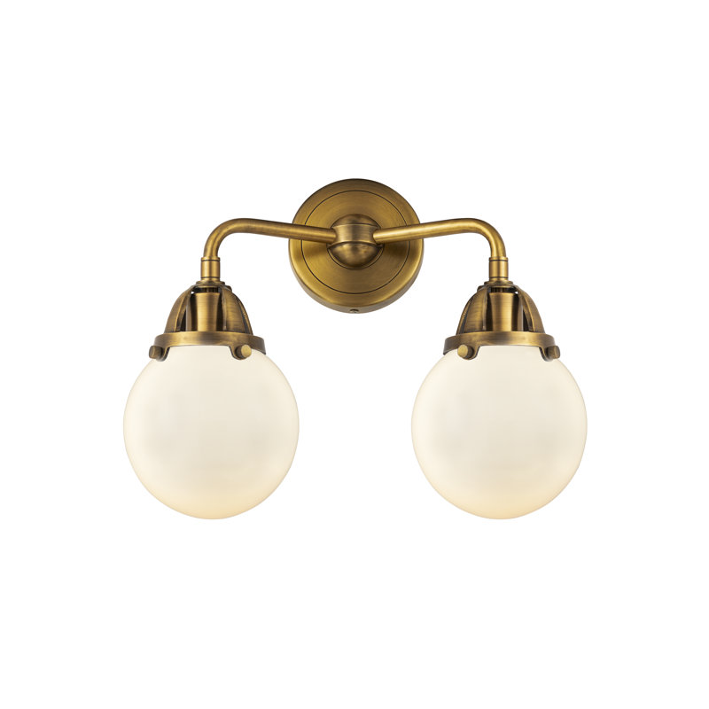 Shauna 2 - Light Vanity Light, Matte White, Incandescent, Brushed Brass