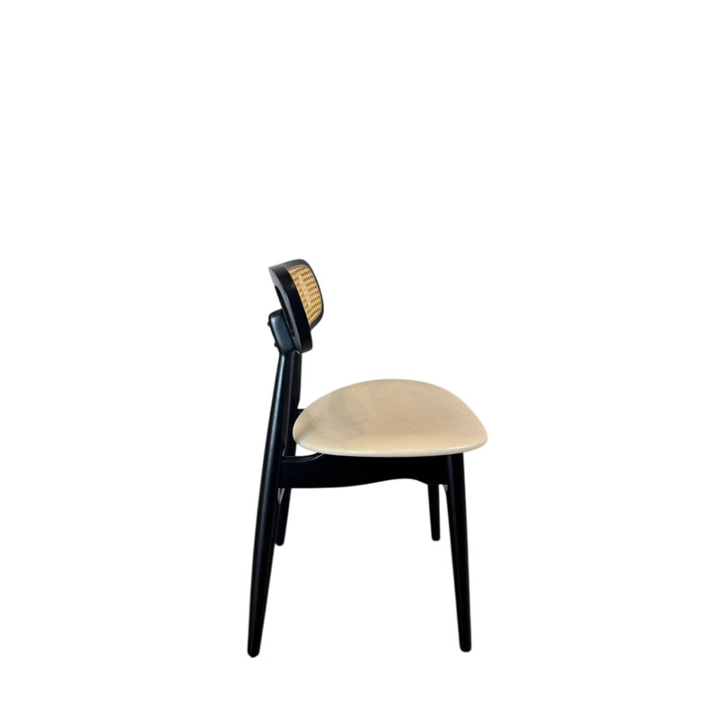Tarana Cream Fabric and Black Wood 2-Piece Dining Chair Set