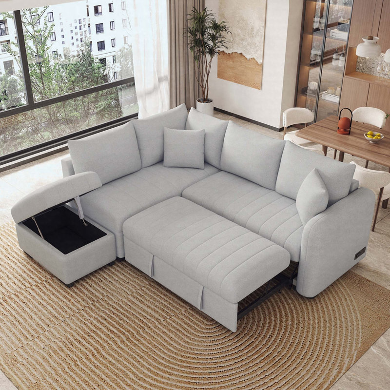 Marinda Upholstered Sofa, Gray Polyester
