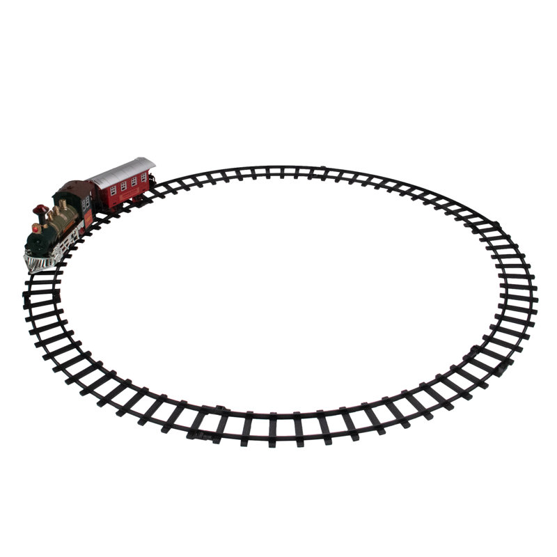 Ensemble 8 pièces de train classique animé rouge et vert à piles avec son