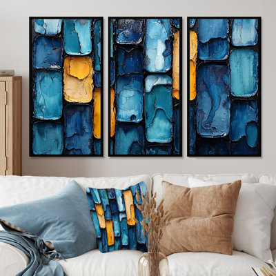 «Geometric Pulse», art optique - art mural d'art - ensemble de 3