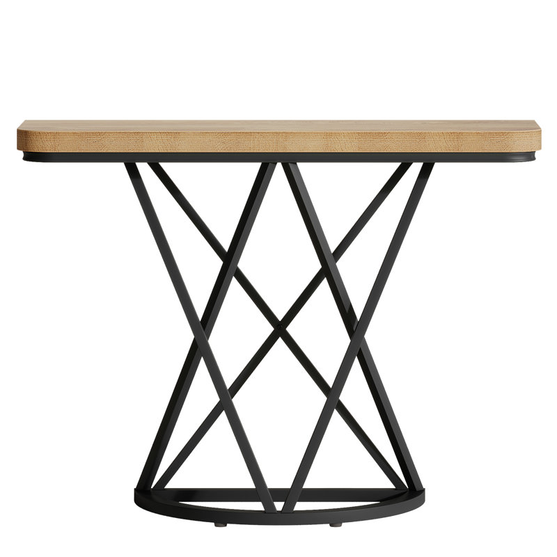 Console de 41,33 po avec base géométrique en métal pour le hall d'entrée et le salon