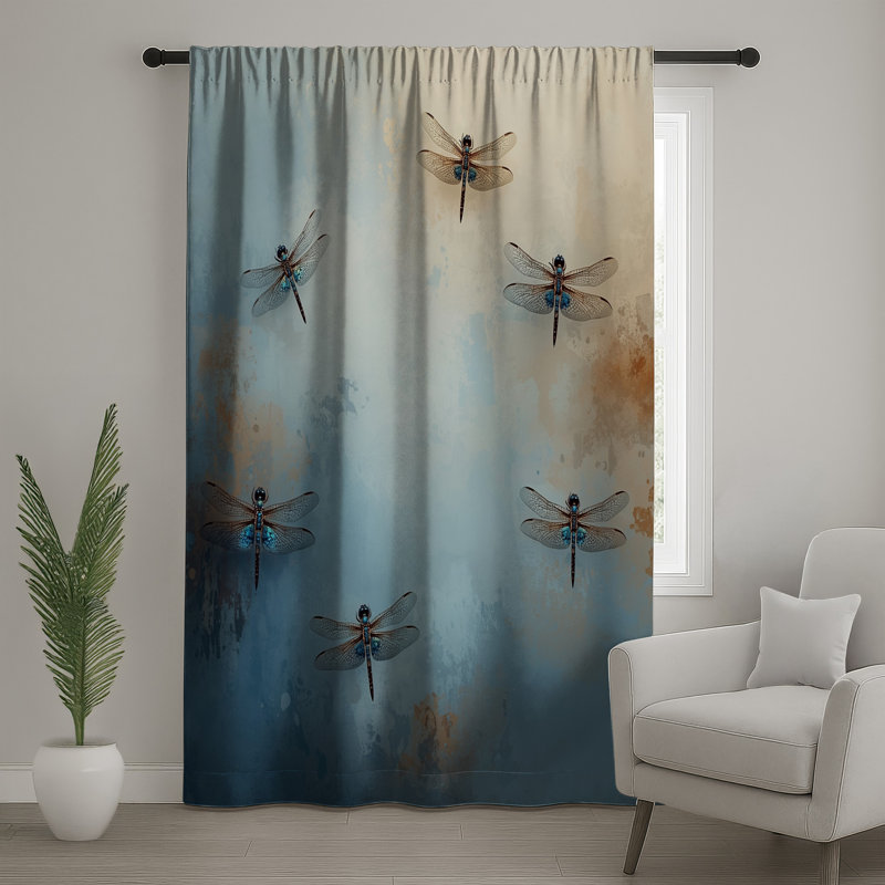 Libellules sur fond texturé, voilages et rideaux occultant - 1 panneau, 50" x 80" - 1 Panel, Blockout