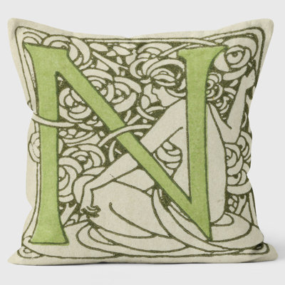 Art Nouveau Alphabet "N" Cushion