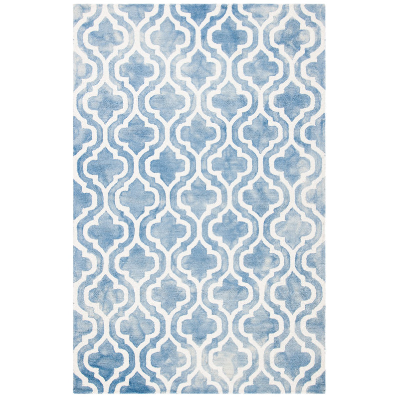 Dip Dye Hand Tufted Wool Geometric Rug, Round 7'