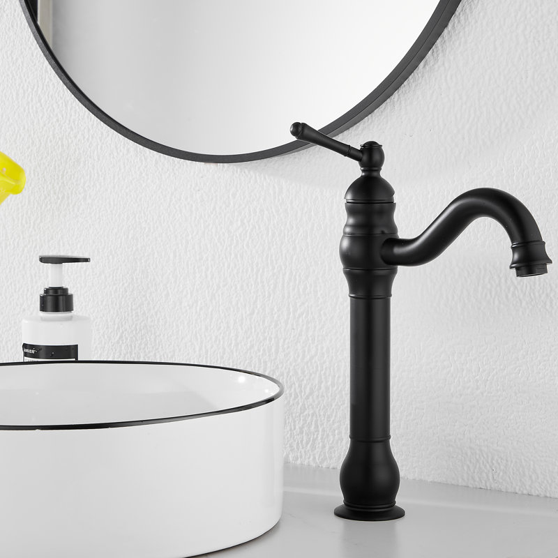 Vessel Sink Faucet Single-handle Bathroom Faucet with Drain Assembly, Matte Black