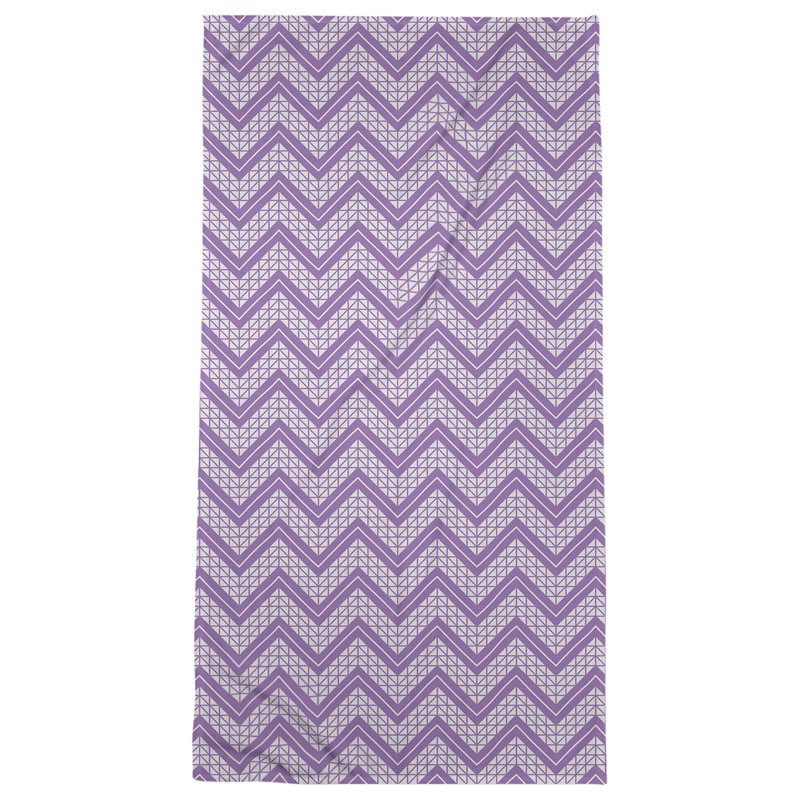 Stephenie Classic Hand Drawn Chevrons Bath Towel, Violet/White