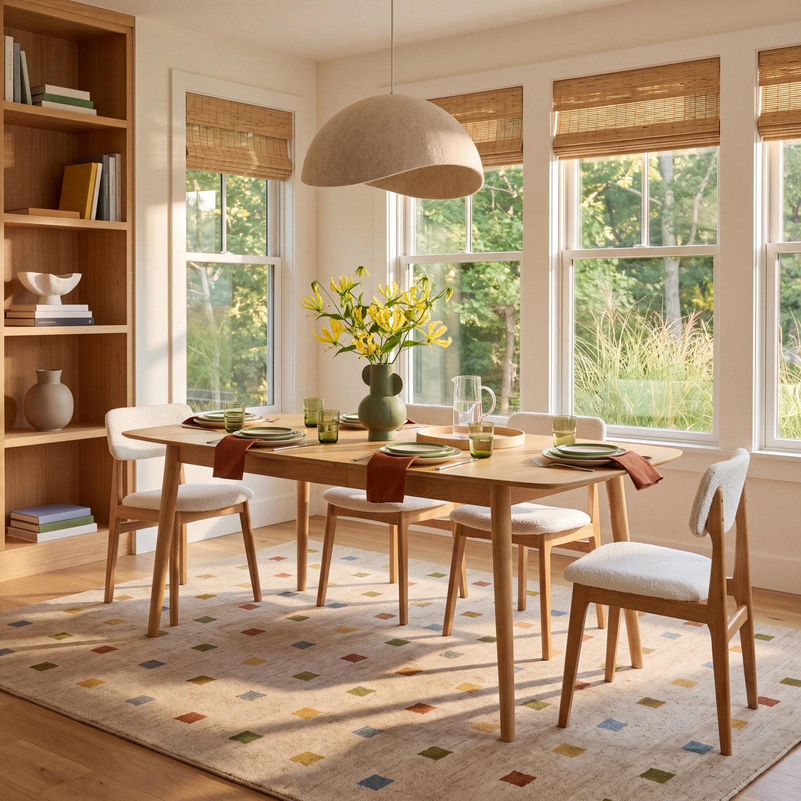 Iveta 87" Extendable Oak Dining Table, Oak Wood