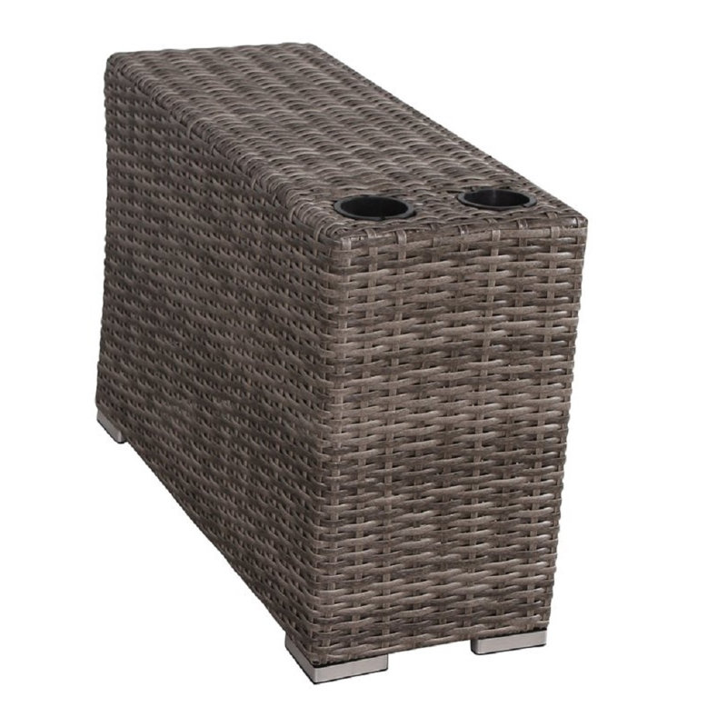 Mixed Gray Rattan Wicker 10-Piece Outdoor Sectional Set with Cushions