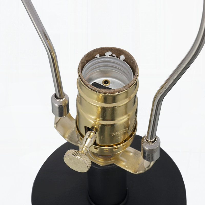 Lampe de table noire en aluminium D15 x 26,7 po avec deux accents ronds variables et abat-jour tambour blanc, assemblage de l'abat-jour requis