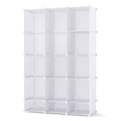 Armoire modulaire pour bébé de 13 cubes avec garde-robe et étagères ouvertes pour les vêtements, blanche