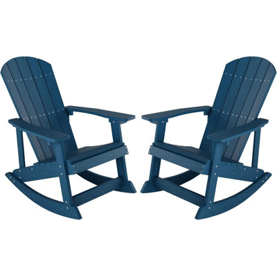 Outdoor Adirondack Rocking Chair HIPS All Weather Oversized Plastic Patio Chair Rocker(Two Sets)