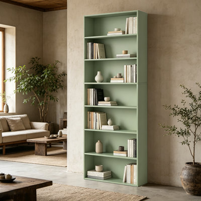 Bibliothèque à 7 niveaux à tablettes ouvertes, 82 po de hauteur, bibliothèque autoportante pour bureau à domicile, salon, chambre à coucher