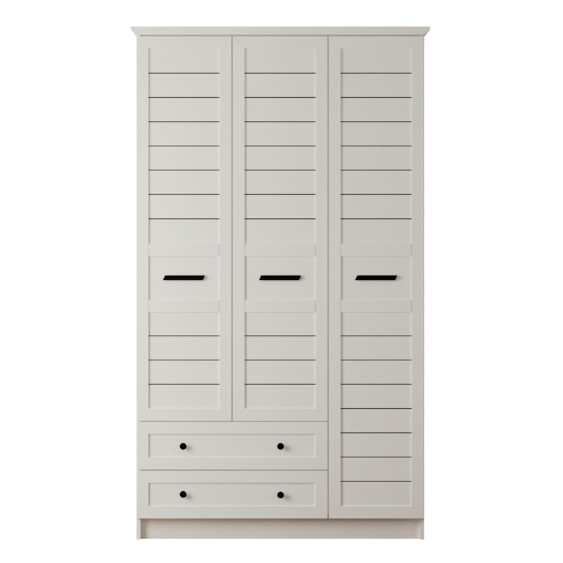 Kuala 3 Door Manufactured Wood Wardrobe, 184cm H x 105cm W x 52cm D