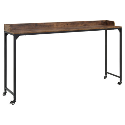 Adjustable Height Desk In Rustic Brown, Metal Legs With , Laptop And Breakfast Table, Board Brown Over Bed Height, Table For Bed, Engineered Wood