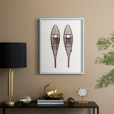 «Vintage Snowshoes», reproduction encadrée - bois massif