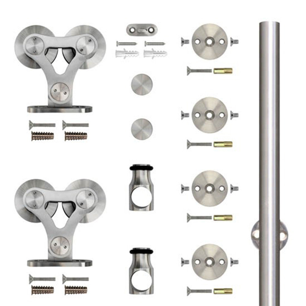 Top Mount Dual Wheel Standard Single Barn Door Hardware Kit (Door Not Included) Quiet Glide Track 