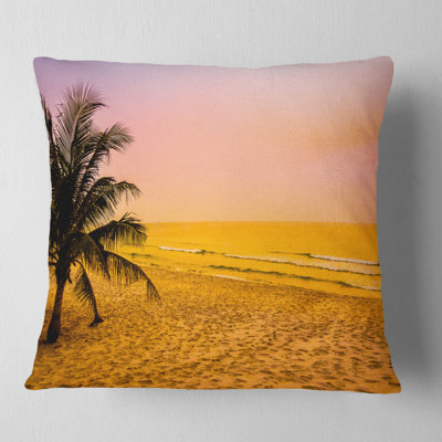 Coconut Tree Silhouette - Landscape Printed Pillow