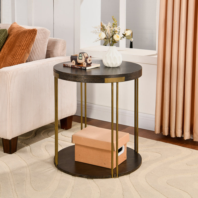 Black End Table With Iron Frame
