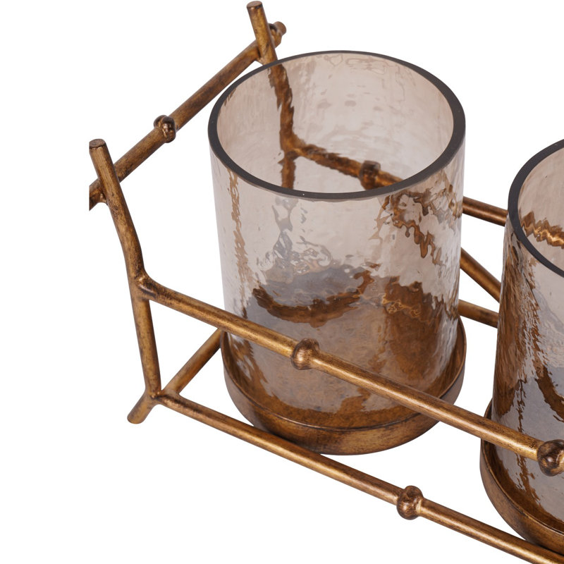 Iron Tabletop Hurricane, 13.5 cm H x 36 cm W x 13.5 cm D, 3